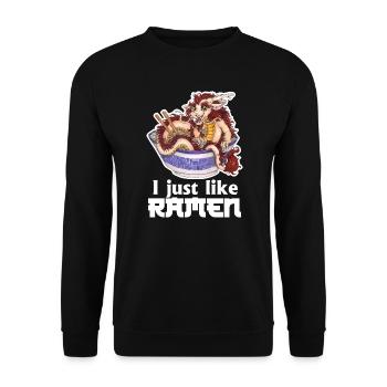 Witziger Ramen Nudel Drache Essen Japan Geschenk - Unisex Pullover - Schwarz - Vorne - Alina (178cm) & Michal (187cm)