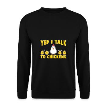 Je parle aux poulets Poulets Coq Agriculteur Poussins Poule - Sweat-shirt Unisexe - noir - Devant - Alina (178cm) & Michal (187cm)