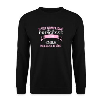 Emile - Sweat-shirt Unisexe - noir - Devant - Alina (178cm) & Michal (187cm)