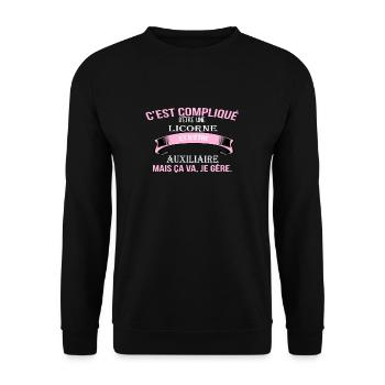 Auxiliaire - Sweat-shirt Unisexe - noir - Devant - Alina (178cm) & Michal (187cm)