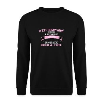 Monitrice - Sweat-shirt Unisexe - noir - Devant - Alina (178cm) & Michal (187cm)