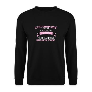 Pharmacienne - Sweat-shirt Unisexe - noir - Devant - Alina (178cm) & Michal (187cm)