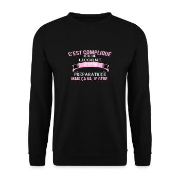 Preparatrice - Sweat-shirt Unisexe - noir - Devant - Alina (178cm) & Michal (187cm)