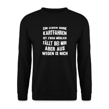 Kart fahren Kartbahn Motorsport Kartrennen Gokart - Unisex Pullover - Schwarz - Vorne - Alina (178cm) & Michal (187cm)