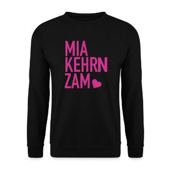 MIA KEHRN ZAM Spruch Bayern Hochzeit Poltern pink - Unisex Pullover - Schwarz - Vorne - Alina (178cm) & Michal (187cm)