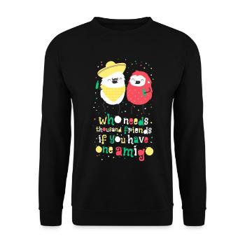 Amigos - beste Freunde - Unisex Pullover - Schwarz - Vorne - Alina (178cm) & Michal (187cm)