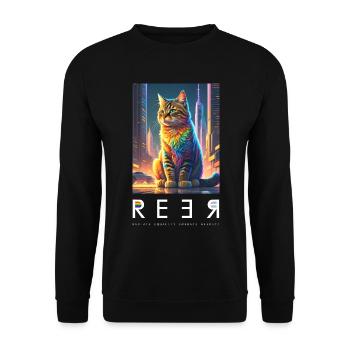 RADIATE EQUALITY EMBRACE RESPECT - Rainbow Cat - Unisex Sweatshirt - black - Front - Alina (178cm) & Michal (187cm)