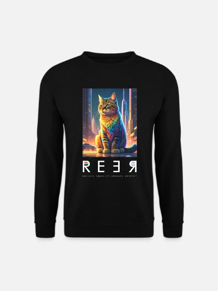 STRAHLEN SIE GLEICHBERECHTIGUNG AUS, UMARMEN SIE RESPEKT - Rainbow Cat - Unisex Pullover - Schwarz