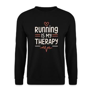 Laufen ist meine Therapie, Humor, Läufertherapie - Unisex Pullover - Schwarz - Vorne - Alina (178cm) & Michal (187cm)