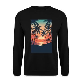 beach palmier mer - Sweat-shirt Unisexe - noir - Devant - Alina (178cm) & Michal (187cm)