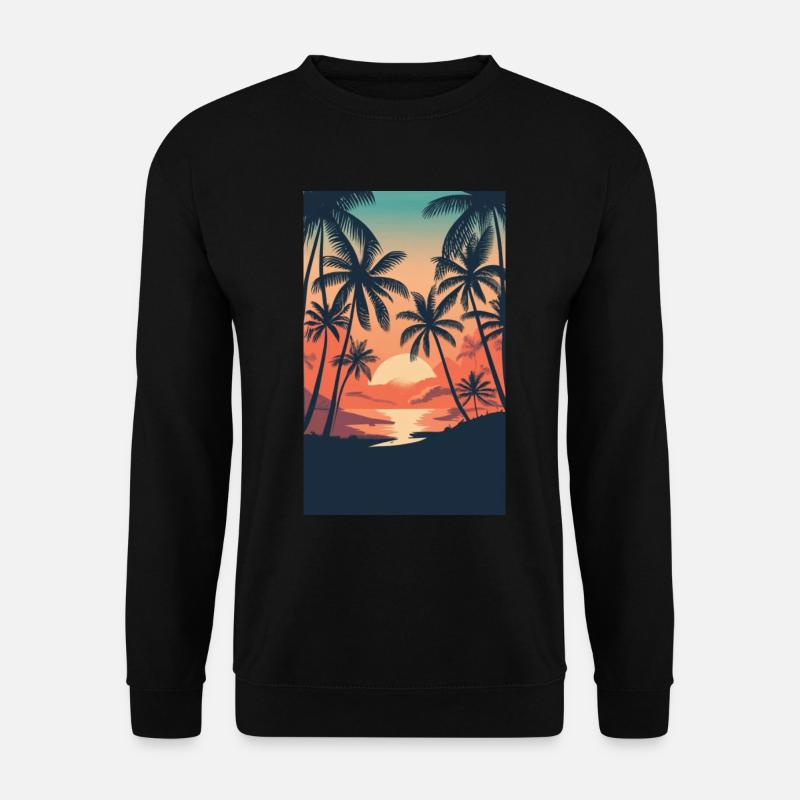 Strand Palme Meer - Unisex Pullover - Schwarz
