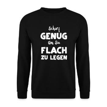 Scharf Genug Um Sie Flach Zu Legen - Unisex Pullover - Schwarz - Vorne - Alina (178cm) & Michal (187cm)