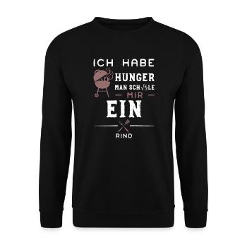 Ich Habe Hunger Man Schäle Mir E... - Unisex Pullover - Schwarz - Vorne - Alina (178cm) & Michal (187cm)