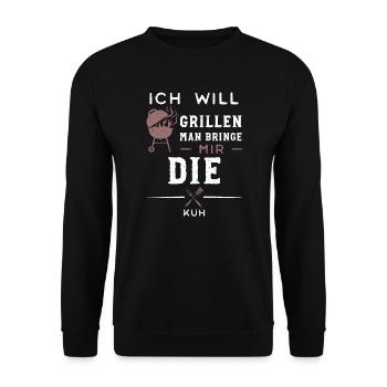 Ich Will Grillen Man Bringe Mir... - Unisex Pullover - Schwarz - Vorne - Alina (178cm) & Michal (187cm)