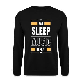 eat sleep music repeat gift idea party saying - Unisex Sweatshirt - black - Front - Alina (178cm) & Michal (187cm)