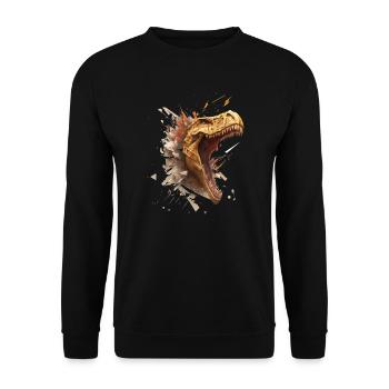 aggressive dino breaking through a wall. - Unisex Sweatshirt - black - Front - Alina (178cm) & Michal (187cm)