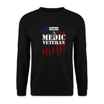 Combat Medic Veteran - Veteran - Unisex Pullover - Schwarz - Vorne - Alina (178cm) & Michal (187cm)