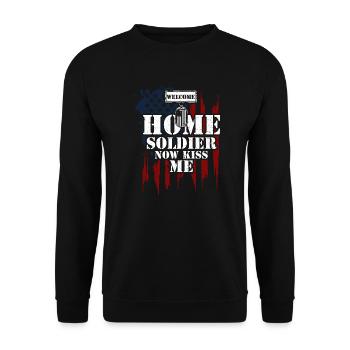 Bienvenue à la maison Soldat maintenant embrasse-moi - Sweat-shirt Unisexe - noir - Devant - Alina (178cm) & Michal (187cm)