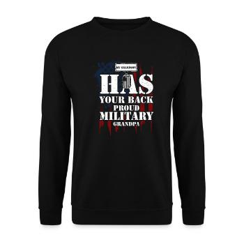 My Grandson Has Your Back Proud... - Unisex Pullover - Schwarz - Vorne - Alina (178cm) & Michal (187cm)