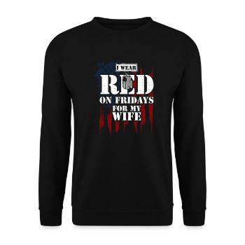 I Wear RED On Fridays For My Wife - Unisex Sweatshirt - black - Front - Alina (178cm) & Michal (187cm)
