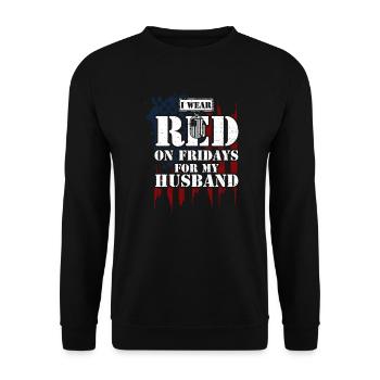 I Wear RED On Fridays For My Hus... - Unisex Sweatshirt - black - Front - Alina (178cm) & Michal (187cm)
