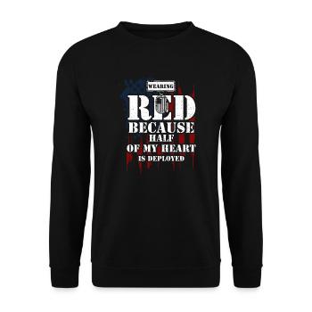 Wearing RED Because Half Of My H... - Unisex Sweatshirt - black - Front - Alina (178cm) & Michal (187cm)