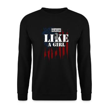 Servi comme une fille - Vétéran - Sweat-shirt Unisexe - noir - Devant - Alina (178cm) & Michal (187cm)