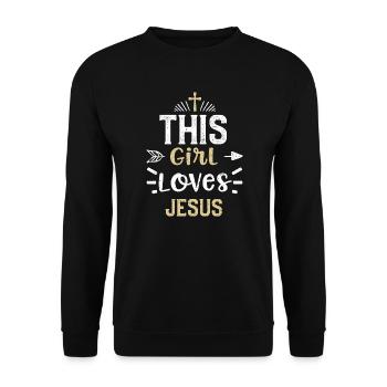 Cette fille aime Jésus - Jésus - Sweat-shirt Unisexe - noir - Devant - Alina (178cm) & Michal (187cm)