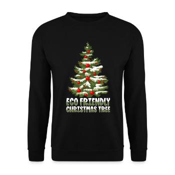 Öko Weihnachtsbaum - Nachhaltiges Winter Statement - Unisex Pullover - Schwarz - Vorne - Alina (178cm) & Michal (187cm)
