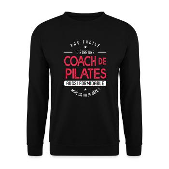 coach Pilates formidable cadeau pilates yoga - Sweat-shirt Unisexe - noir - Devant - Alina (178cm) & Michal (187cm)
