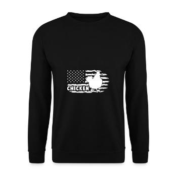 Hühner Hahn Bauer Henne Küken Huhn Herz Liebe - Unisex Pullover - Schwarz - Vorne - Alina (178cm) & Michal (187cm)