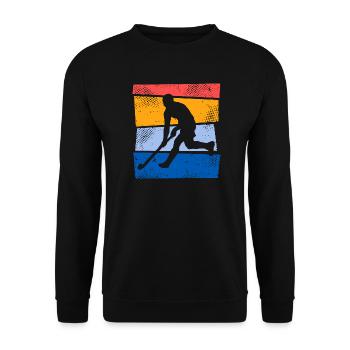 Joueur de hockey sur gazon rétro Joueur de hockey - Sweat-shirt Unisexe - noir - Devant - Alina (178cm) & Michal (187cm)