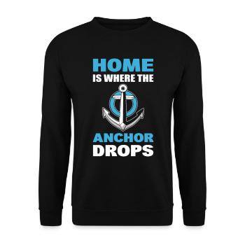 Home Is Where The Anchor Drops Bootskapitän - Unisex Pullover - Schwarz - Vorne - Alina (178cm) & Michal (187cm)