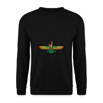 Faravahar Symbol Iran Persian Spiritual - Unisex Sweatshirt - black - Front - Alina (178cm) & Michal (187cm)