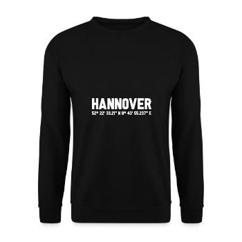 Hannover Koordinaten - Unisex Pullover - Schwarz - Vorne - Alina (178cm) & Michal (187cm)