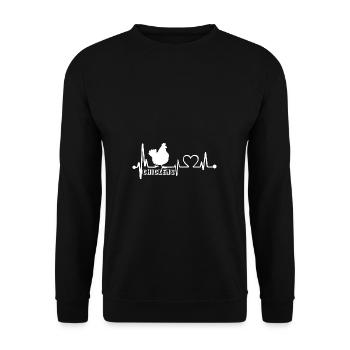 Hühner Hahn Bauer Henne Küken Huhn Herz Liebe - Unisex Pullover - Schwarz - Vorne - Alina (178cm) & Michal (187cm)