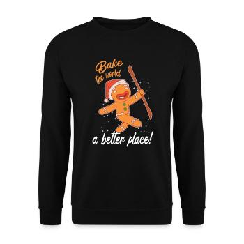 Christmas Bake Bake The World A Better Place - Unisex Sweatshirt - black - Front - Alina (178cm) & Michal (187cm)