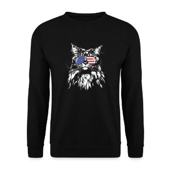 Drapeau de l'Amérique MAINE COON Chat de race pure de Wilsign - Sweat-shirt Unisexe - noir - Devant - Alina (178cm) & Michal (187cm)