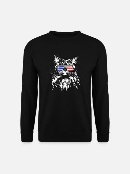 Drapeau de l'Amérique MAINE COON Chat de race pure de Wilsign - Sweat-shirt Unisexe - noir