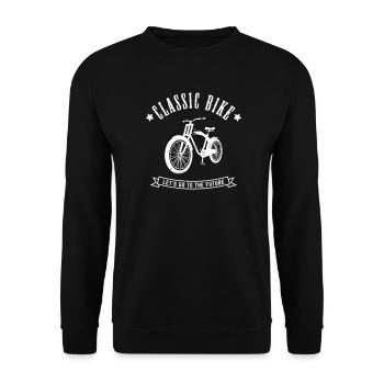 OLD BIKE CYCLING OLD RETRO VINTAGE MOTIF - Unisex Sweatshirt - black - Front - Alina (178cm) & Michal (187cm)