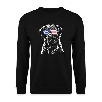 CHESAPEAKE BAY RETRIEVER America Flag Goggles Dog - Sweat-shirt Unisexe - noir - Devant - Alina (178cm) & Michal (187cm)