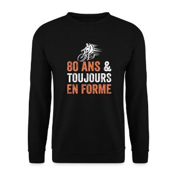 Cadeau anniversaire 80 ans Vélo - Sweat-shirt Unisexe - noir - Devant - Alina (178cm) & Michal (187cm)
