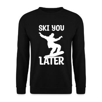 Ski Snowboard Spruch Geschenk - Unisex Pullover - Schwarz - Vorne - Alina (178cm) & Michal (187cm)