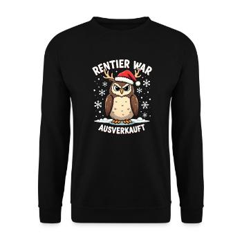 Eule Rentier war ausverkauft - Unisex Pullover - Schwarz - Vorne - Alina (178cm) & Michal (187cm)