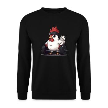 Poulet soulevé de terre - Sweat-shirt Unisexe - noir - Devant - Alina (178cm) & Michal (187cm)