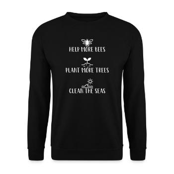 Save Bees Trees Seas Earth Day - Save The Planet - Unisex Pullover - Schwarz - Vorne - Alina (178cm) & Michal (187cm)