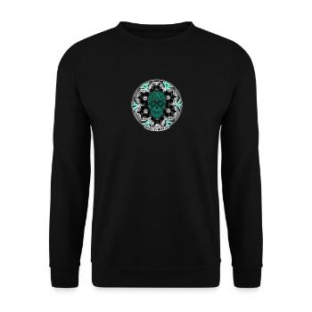 Suger Skull Dia de Muertos Geometry Pattern LSD - Unisex Sweatshirt - black - Front - Alina (178cm) & Michal (187cm)