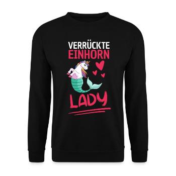 Einhorn Lady Damen Fantasy Tier Geschenk Einhorn - Unisex Pullover - Schwarz - Vorne - Alina (178cm) & Michal (187cm)
