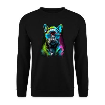 French Bulldog Sunglasses Dog Frenchie - Unisex Sweatshirt - black - Front - Alina (178cm) & Michal (187cm)