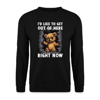 Teddy bear on the run Work Job Profession Saying - Unisex Sweatshirt - black - Front - Alina (178cm) & Michal (187cm)
